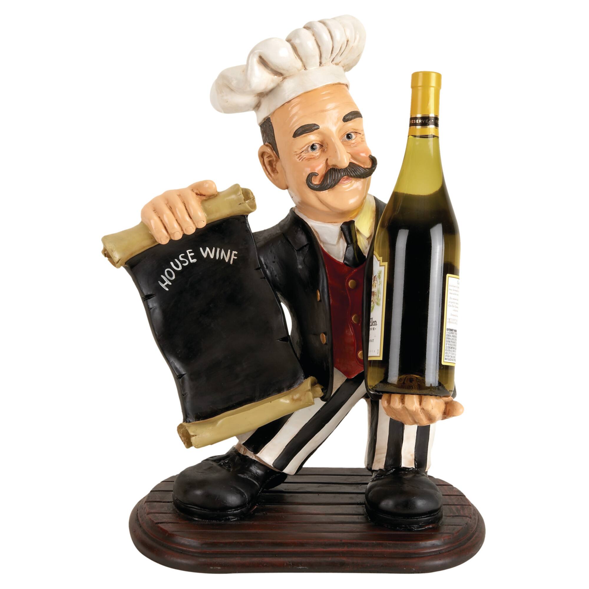 20" Black Polystone Traditional Decorative Chalkboard Sign with Wine Holder